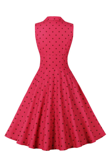 Rojo Lunares 1950s Vestido Vintage